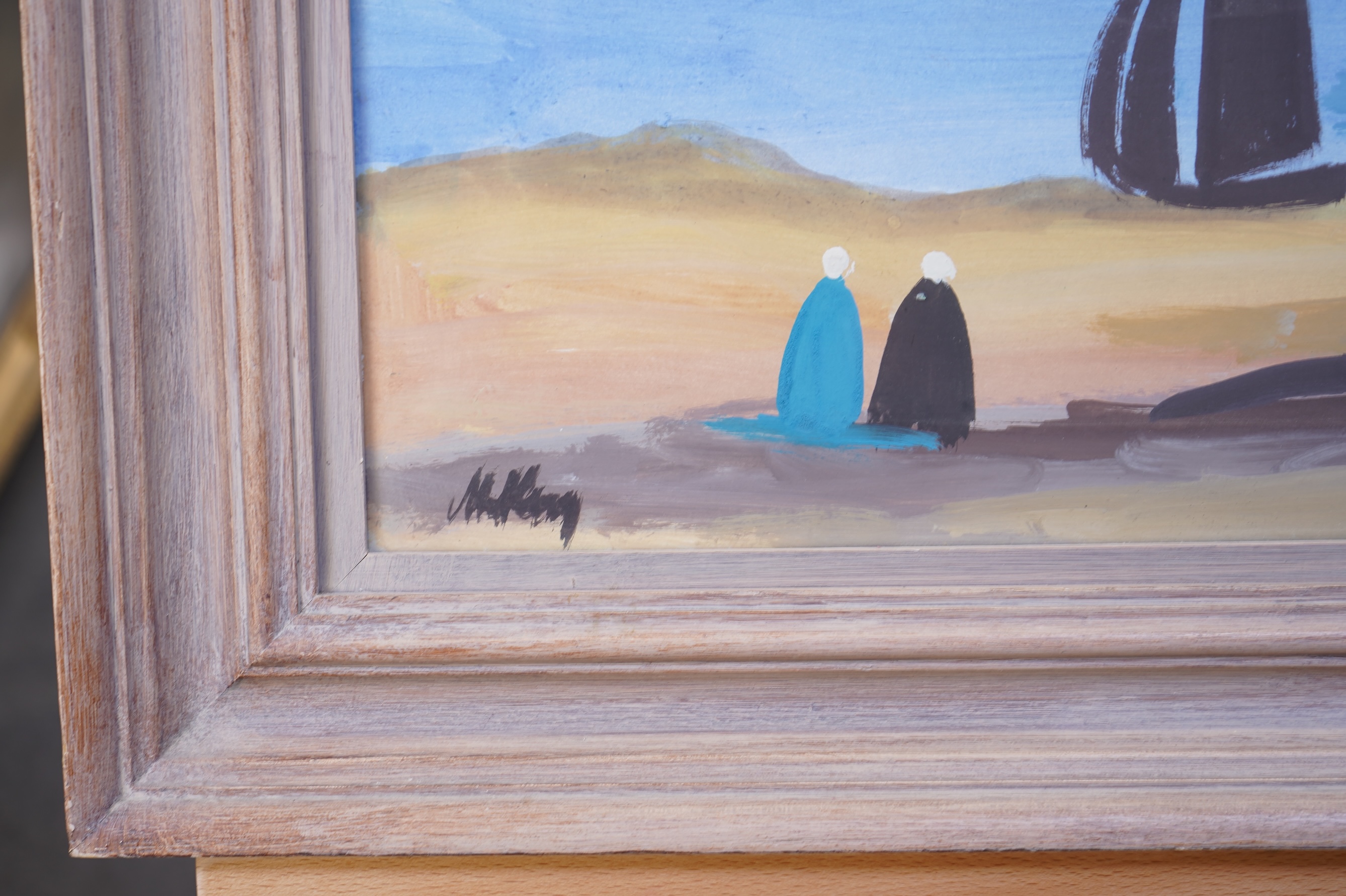 Markey Robinson, Irish (1918-1999), Figures watching boats from the shore